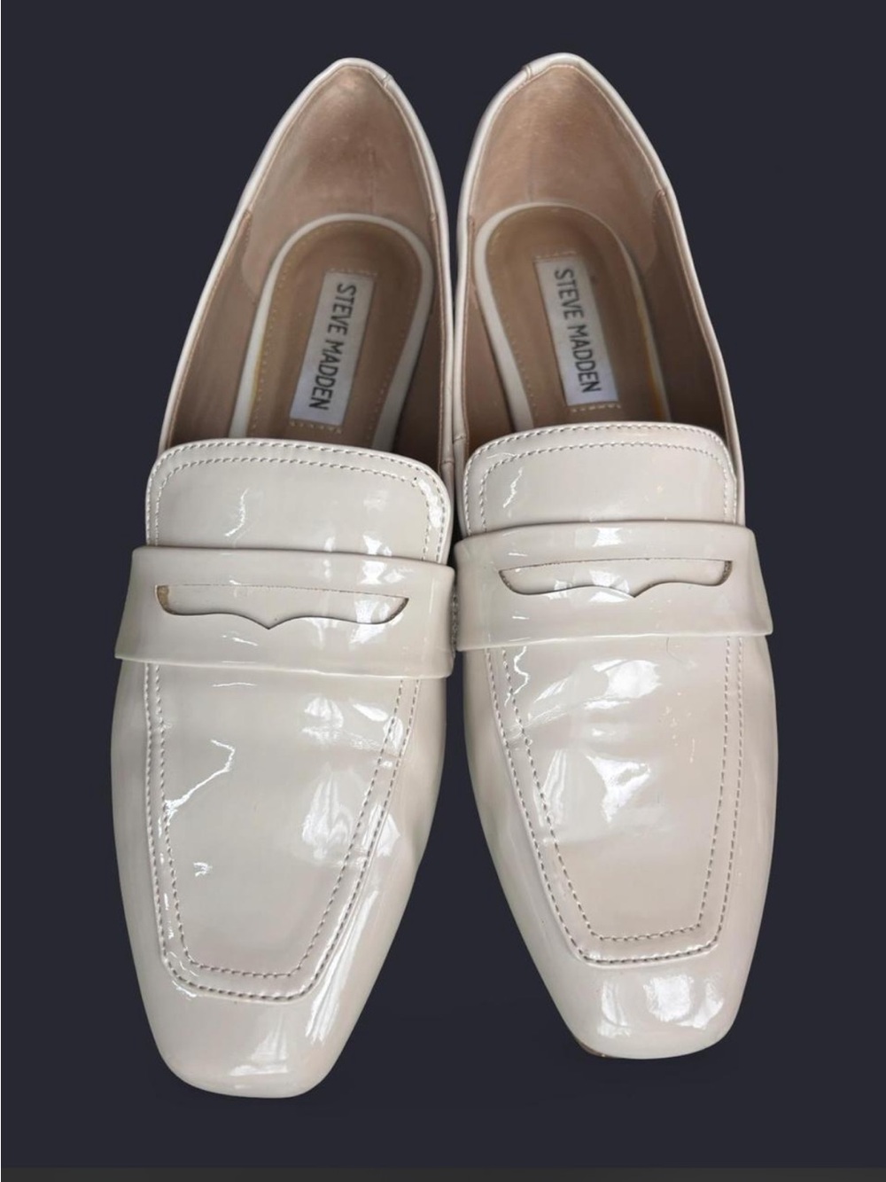 Steve Madden Patent Loafers in Cream